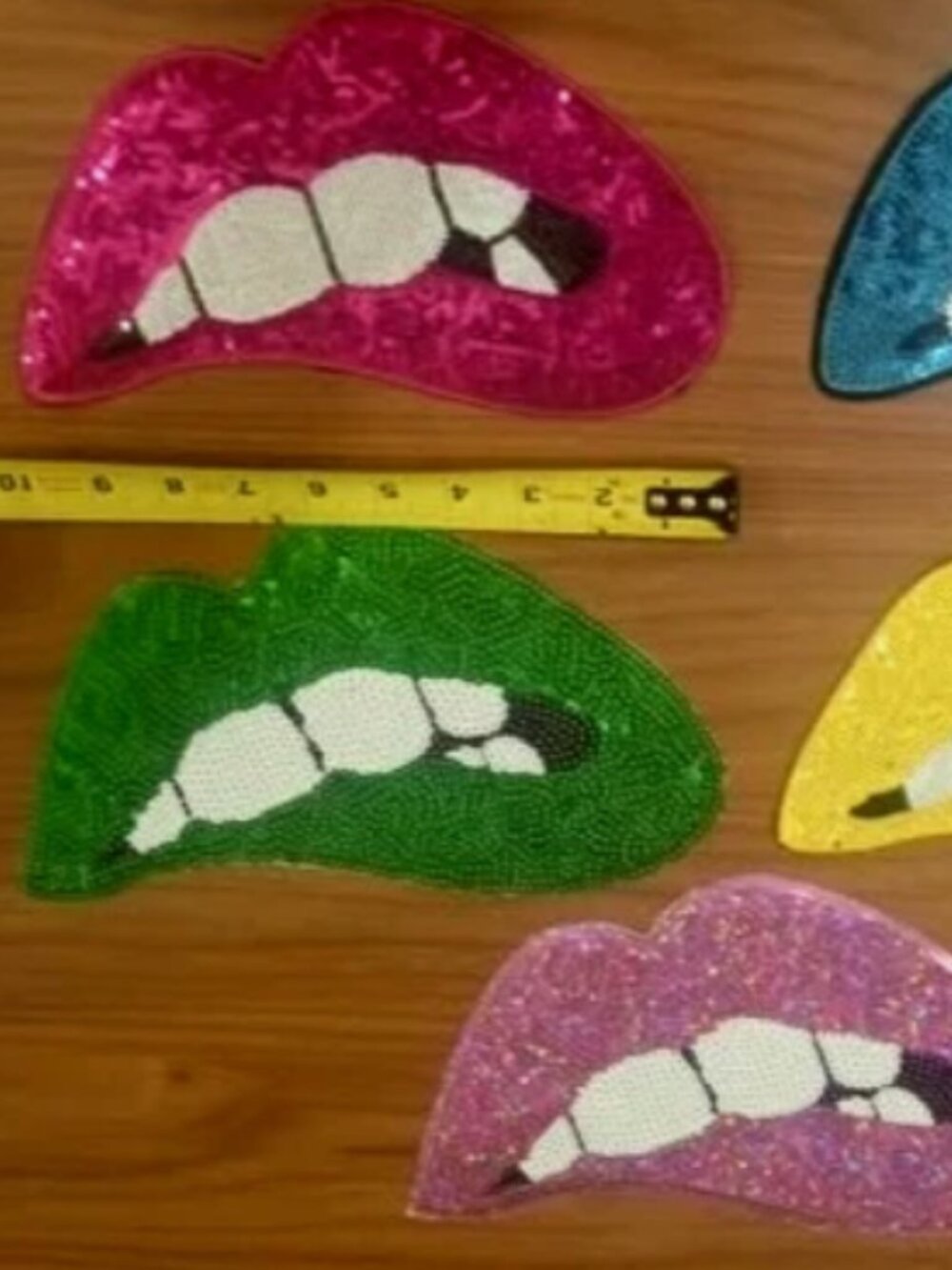 10 Inch Lip Sequined IronPatch Embroidered Iron-On Applique 5 Different Colors